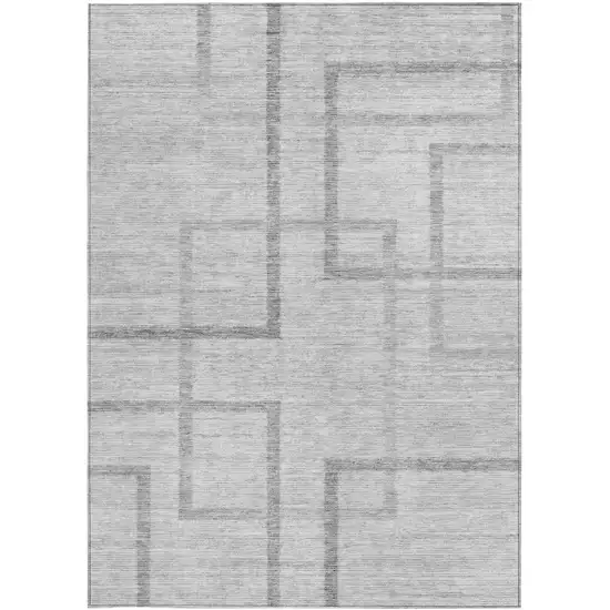 Gray Charcoal And Silver Geometric Washable Indoor Outdoor Area Rug Photo 6