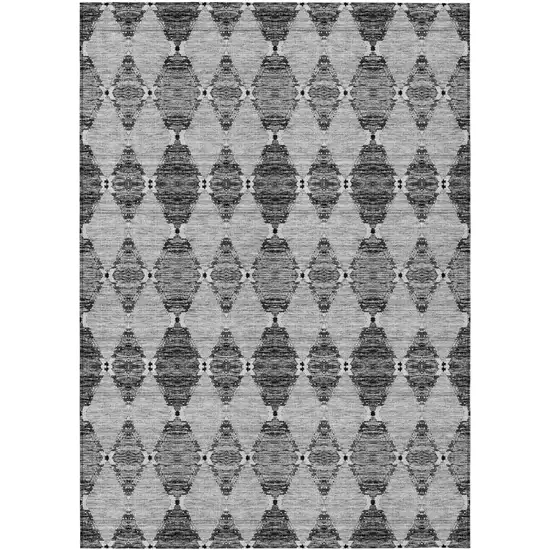 Gray Charcoal And Silver Moroccan Washable Indoor Outdoor Area Rug Photo 2