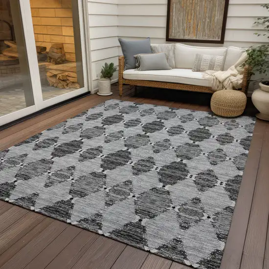 Gray Charcoal And Silver Moroccan Washable Indoor Outdoor Area Rug Photo 7