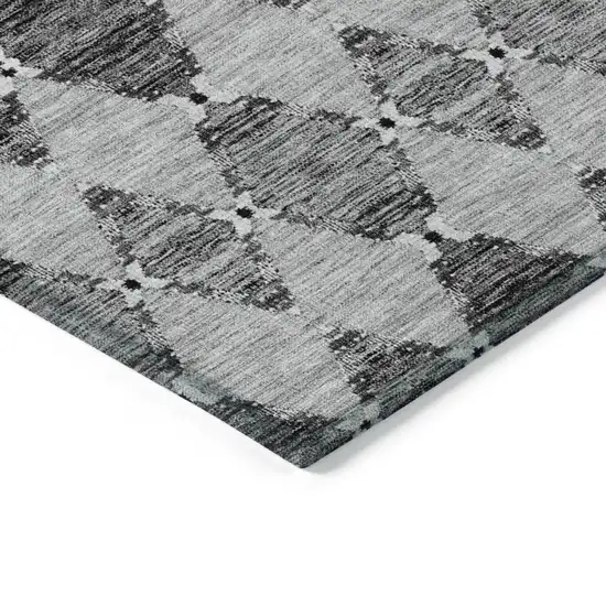 Gray Charcoal And Silver Moroccan Washable Indoor Outdoor Area Rug Photo 5