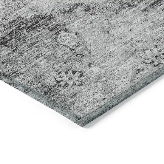 Gray Charcoal And Silver Oriental Washable Indoor Outdoor Area Rug Photo 5