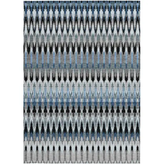 Gray Charcoal And Silver Southwestern Washable Indoor Outdoor Area Rug Photo 8