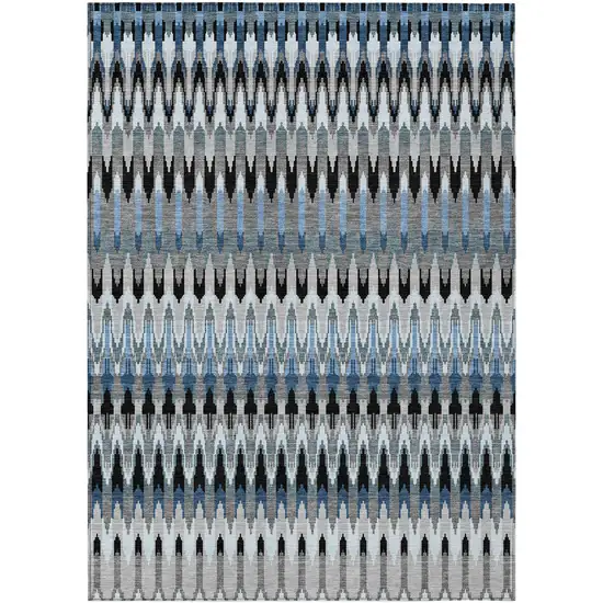 Gray Charcoal And Silver Southwestern Washable Indoor Outdoor Area Rug Photo 2