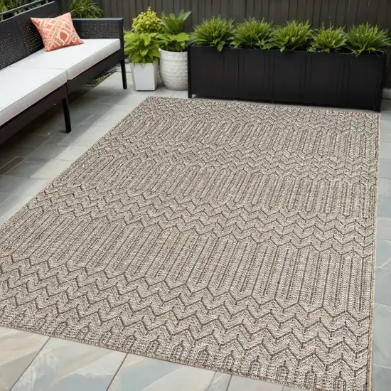 Gray Chevron Handmade Indoor Outdoor Area Rug Photo 1