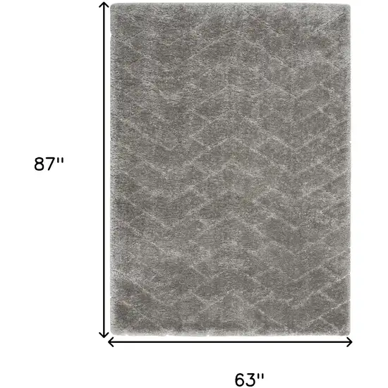 Gray Chevron Shag Area Rug Photo 3