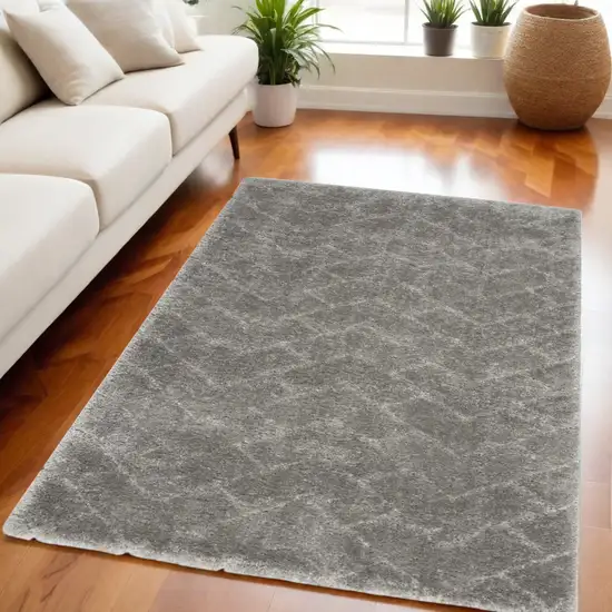 Gray Chevron Shag Area Rug Photo 1