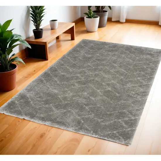 Gray Chevron Shag Area Rug Photo 1