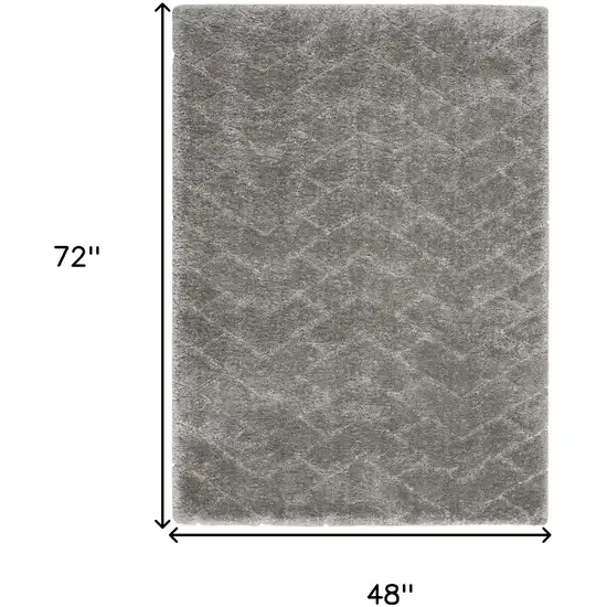 Gray Chevron Shag Area Rug Photo 3