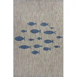 Photo of Gray Coastal Indoor Outdoor Area Rug