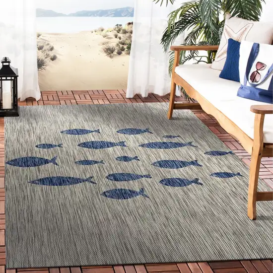 Gray Coastal Indoor Outdoor Area Rug Photo 6