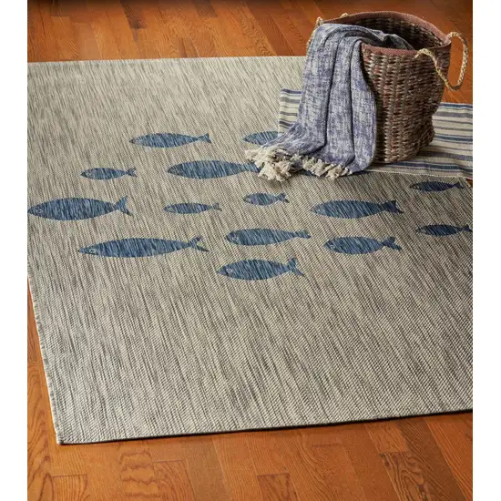 Gray Coastal Indoor Outdoor Area Rug Photo 5