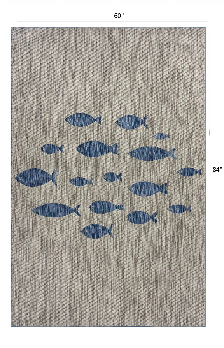 Gray Coastal Indoor Outdoor Area Rug Photo 4