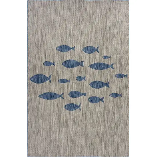 Gray Coastal Indoor Outdoor Area Rug Photo 1