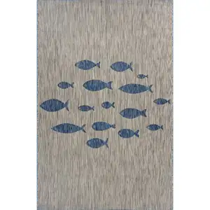 Photo of Gray Coastal Indoor Outdoor Scatter Rug