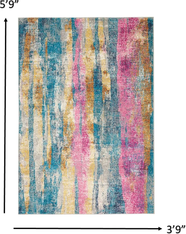 Gray Colorful Abstract Stripes Area Rug Photo 3