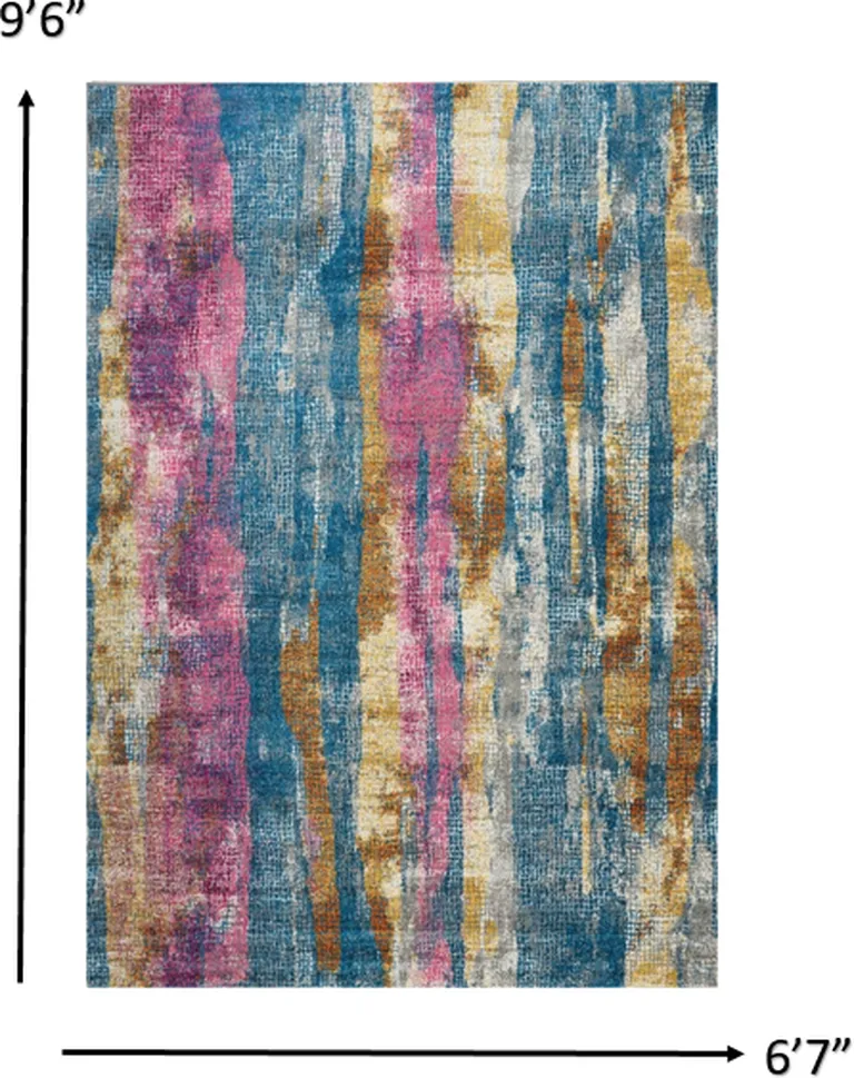 Gray Colorful Abstract Stripes Area Rug Photo 3