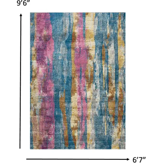 Gray Colorful Abstract Stripes Area Rug Photo 3