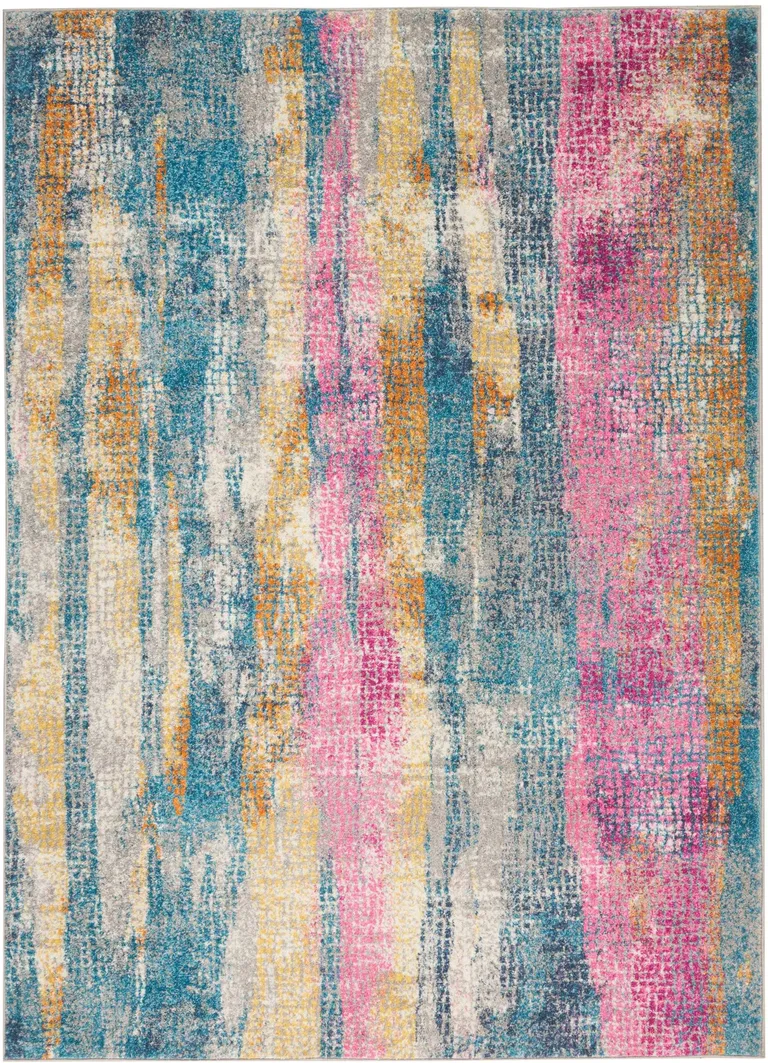 Gray Colorful Abstract Stripes Area Rug Photo 1