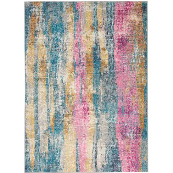 Gray Colorful Abstract Stripes Area Rug Photo 1