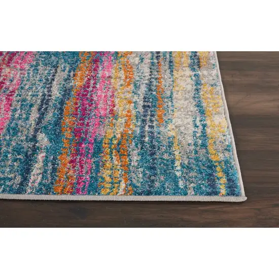 Gray Colorful Abstract Stripes Runner Rug Photo 6