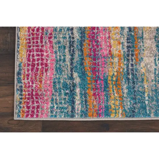 Gray Colorful Abstract Stripes Runner Rug Photo 3