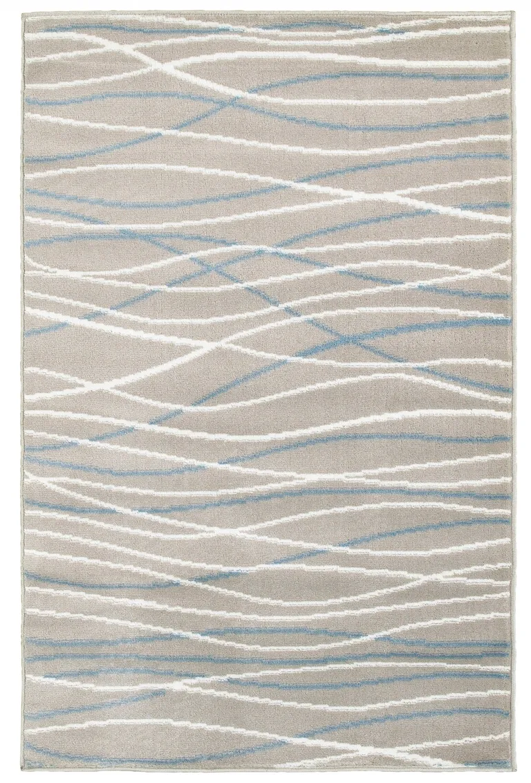 Gray Contemporary Waves Area Rug Photo 1