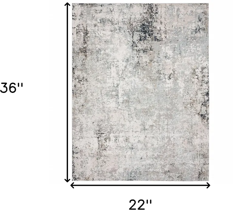 Gray Cream And Taupe Abstract Distressed Stain Resistant Area Rug Photo 5