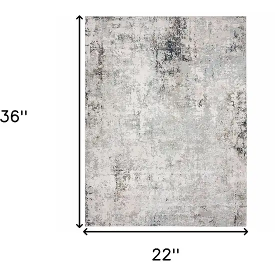 Gray Cream And Taupe Abstract Distressed Stain Resistant Area Rug Photo 5