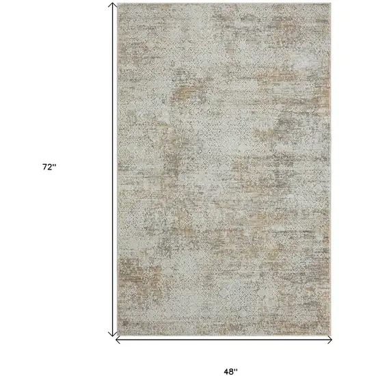 Gray Damask Distressed Area Rug Photo 8