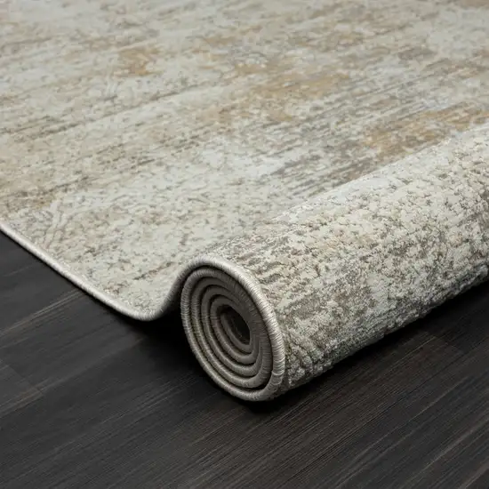 Gray Damask Distressed Area Rug Photo 5