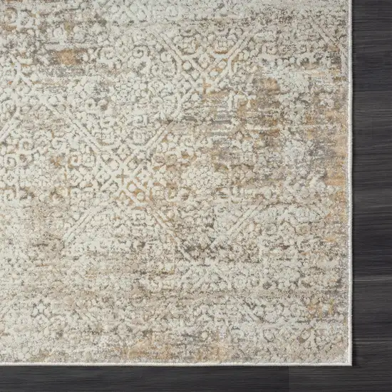 Gray Damask Distressed Area Rug Photo 3