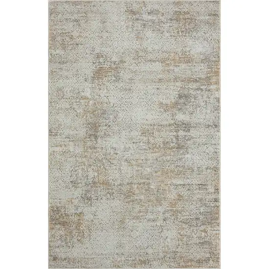 Gray Damask Distressed Area Rug Photo 1