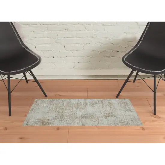 Gray Damask Distressed Area Rug Photo 2