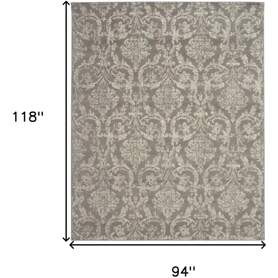 Gray Damask Power Loom Area Rug Photo 8