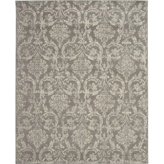 Gray Damask Power Loom Area Rug Photo 1