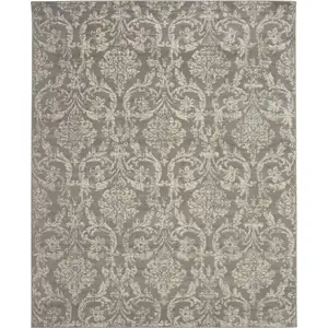 Photo of Gray Damask Power Loom Area Rug