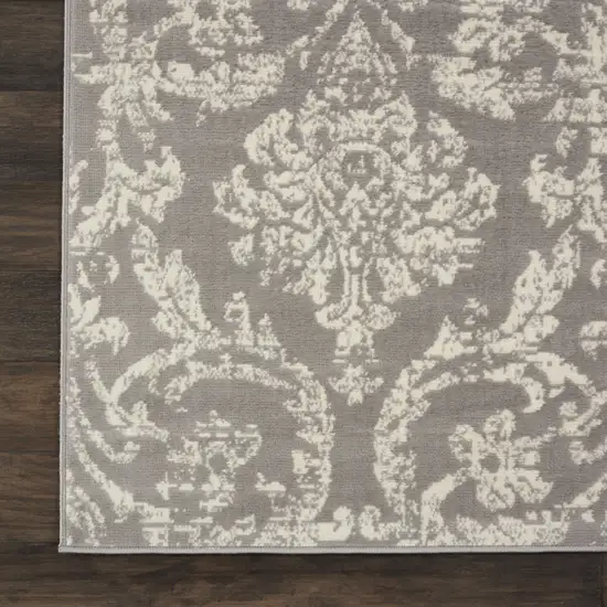 Gray Damask Power Loom Area Rug Photo 3