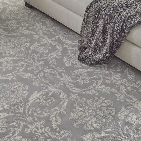 Gray Damask Power Loom Area Rug Photo 5