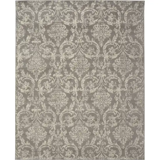 Gray Damask Power Loom Area Rug Photo 5