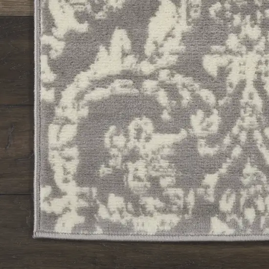 Gray Damask Power Loom Area Rug Photo 7