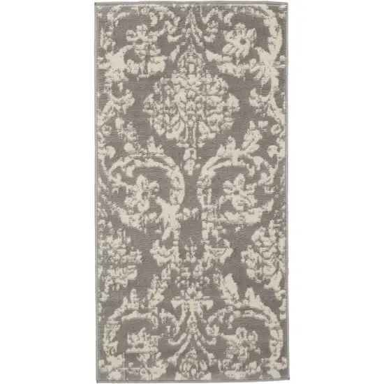 Gray Damask Power Loom Area Rug Photo 3