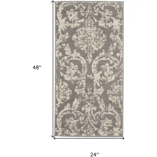 Gray Damask Power Loom Area Rug Photo 6