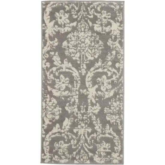 Gray Damask Power Loom Area Rug Photo 1