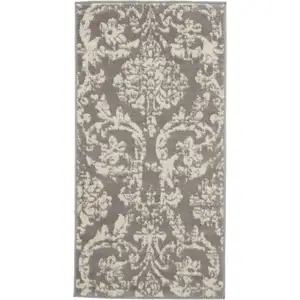 Photo of Gray Damask Power Loom Area Rug