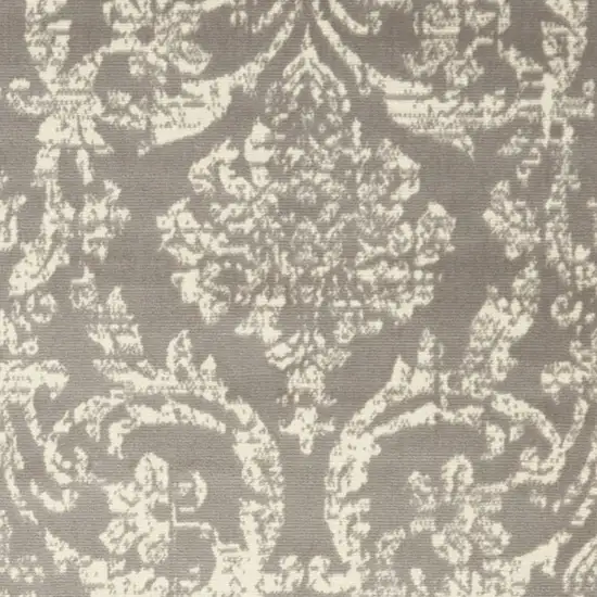 Gray Damask Power Loom Area Rug Photo 4