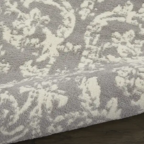 Gray Damask Power Loom Non Skid Area Rug Photo 9