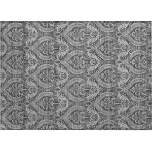 Photo of Gray Damask Washable Non Skid Indoor Outdoor Area Rug