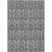 Photo of Gray Damask Washable Non Skid Indoor Outdoor Area Rug