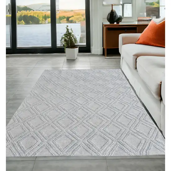 Gray Geometric Dhurrie Area Rug Photo 1