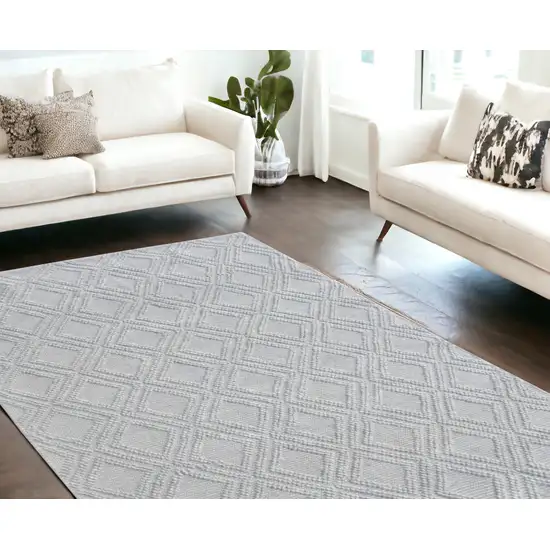 Gray Geometric Dhurrie Area Rug Photo 1